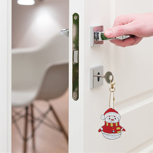5pcs DIY Snowman Full Special Shaped Diamond Painting Keychain Kit