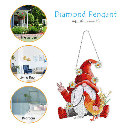 DIY Diamond Special Shape Partial Drill Gnome Pendant DIY Decor