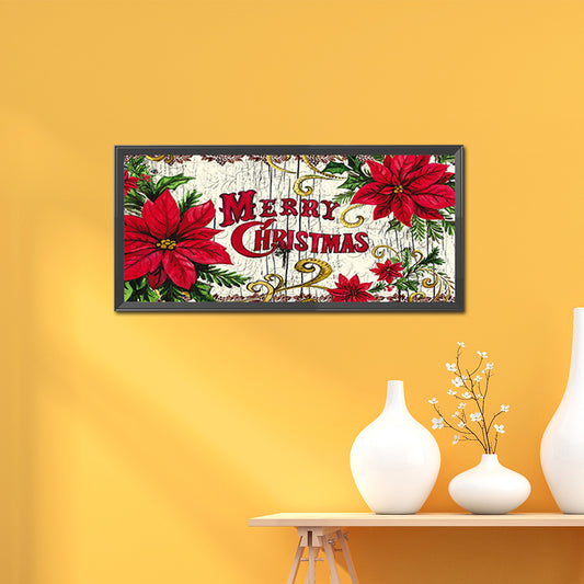 Diamond Painting - Full Round - Merry Christmas from Red Flower (50*25CM)