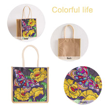 Load image into Gallery viewer, 5D Diamond Painting Linen Bag DIY Butterfly Flower Shopping Totes