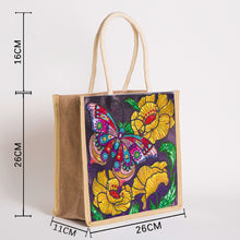 Load image into Gallery viewer, 5D Diamond Painting Linen Bag DIY Butterfly Flower Shopping Totes