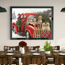 Load image into Gallery viewer, Diamond Painting - Full Round - Puppy in the little red car (40*30CM)