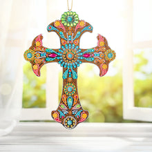 Load image into Gallery viewer, DIY Diamond Painting Cross Pendant Acrylic Hanging Wall Home Decor