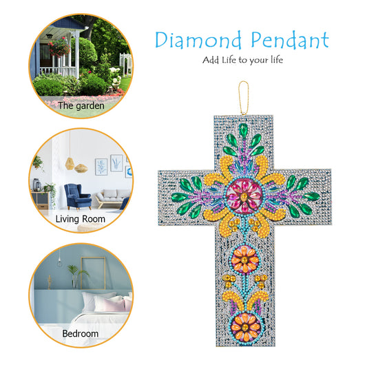 DIY Diamond Painting Cross Pendant Acrylic Hanging Wall Home Decor