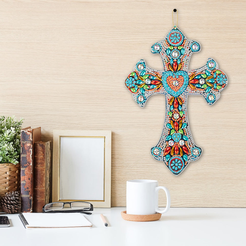 DIY Diamond Painting Cross Pendant Acrylic Hanging Wall Home Decor