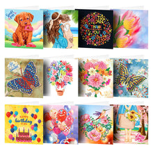 Load image into Gallery viewer, 12pcs DIY Diamond Painting Greeting Cards Mosaic Birthday Postcard