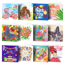 Load image into Gallery viewer, 12pcs DIY Diamond Painting Greeting Cards Mosaic Birthday Postcard