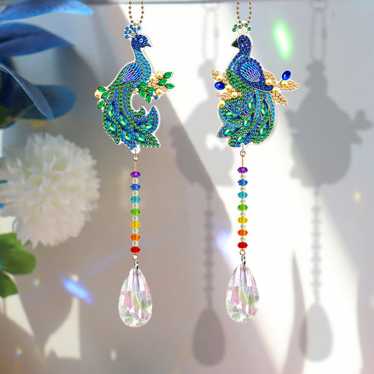 DIY Special Shaped Crystal Peafowl Diamond Painting Kit Pendant
