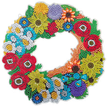 Load image into Gallery viewer, 5D DIY Dot Drill Diamond Painting Flower Wreath Kit with Chain Art Pendant