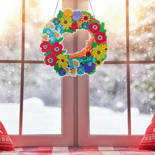 Load image into Gallery viewer, 5D DIY Dot Drill Diamond Painting Flower Wreath Kit with Chain Art Pendant