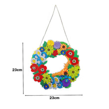 Load image into Gallery viewer, 5D DIY Dot Drill Diamond Painting Flower Wreath Kit with Chain Art Pendant