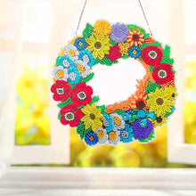 Load image into Gallery viewer, 5D DIY Dot Drill Diamond Painting Flower Wreath Kit with Chain Art Pendant