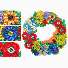Load image into Gallery viewer, 5D DIY Dot Drill Diamond Painting Flower Wreath Kit with Chain Art Pendant