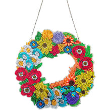 Load image into Gallery viewer, 5D DIY Dot Drill Diamond Painting Flower Wreath Kit with Chain Art Pendant