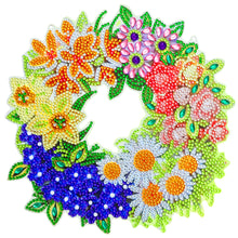 Load image into Gallery viewer, 5D DIY Dot Drill Diamond Painting Flower Wreath Kit with Chain Art Pendant