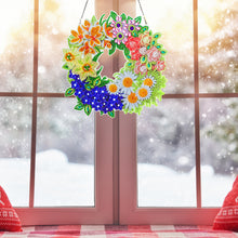 Load image into Gallery viewer, 5D DIY Dot Drill Diamond Painting Flower Wreath Kit with Chain Art Pendant