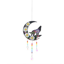 Load image into Gallery viewer, DIY Diamond Painting Light Catcher Hanging Crystal Wind Chime (Moon Wolf)