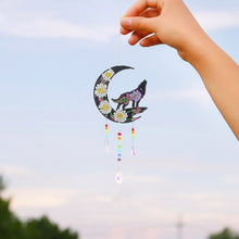 Load image into Gallery viewer, DIY Diamond Painting Light Catcher Hanging Crystal Wind Chime (Moon Wolf)