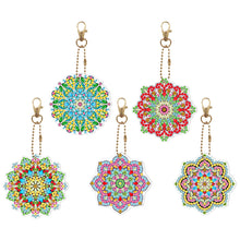 Load image into Gallery viewer, 5pcs Diamond Painting Keychain DIY Mandala Key Ring Pendants (YSK086)