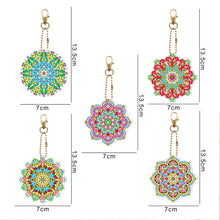 Load image into Gallery viewer, 5pcs Diamond Painting Keychain DIY Mandala Key Ring Pendants (YSK086)
