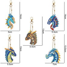 Load image into Gallery viewer, 5pcs Diamond Painting Keychain DIY Dragon Animal Key Ring Pendants (YSK090)