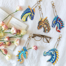 Load image into Gallery viewer, 5pcs Diamond Painting Keychain DIY Dragon Animal Key Ring Pendants (YSK090)