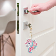 Load image into Gallery viewer, 6pcs Rainbow Horse Diamond Painting Keychain DIY Key Ring Pendants (YSK089)