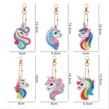 Load image into Gallery viewer, 6pcs Rainbow Horse Diamond Painting Keychain DIY Key Ring Pendants (YSK089)