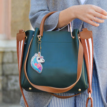 Load image into Gallery viewer, 6pcs Rainbow Horse Diamond Painting Keychain DIY Key Ring Pendants (YSK089)