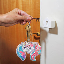 Load image into Gallery viewer, 6pcs Rainbow Horse Diamond Painting Keychain DIY Key Ring Pendants (YSK089)