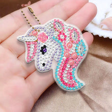 Load image into Gallery viewer, 6pcs Rainbow Horse Diamond Painting Keychain DIY Key Ring Pendants (YSK089)