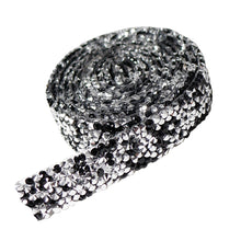 Load image into Gallery viewer, Self Adhesive Crystal Rhinestone Diamond Ribbon Sticker (Silver + Black)