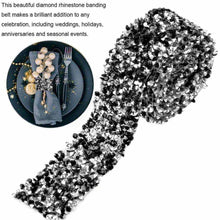 Load image into Gallery viewer, Self Adhesive Crystal Rhinestone Diamond Ribbon Sticker (Silver + Black)