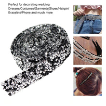 Load image into Gallery viewer, Self Adhesive Crystal Rhinestone Diamond Ribbon Sticker (Silver + Black)