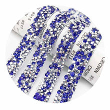 Load image into Gallery viewer, Adhesive Crystal Rhinestone Diamond Ribbon Sticker (Silver + Royal Blue)