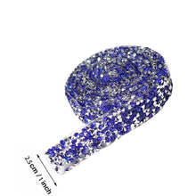 Load image into Gallery viewer, Adhesive Crystal Rhinestone Diamond Ribbon Sticker (Silver + Royal Blue)