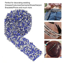 Load image into Gallery viewer, Adhesive Crystal Rhinestone Diamond Ribbon Sticker (Silver + Royal Blue)