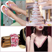 Load image into Gallery viewer, Self Adhesive Crystal Rhinestone Diamond Ribbon Sticker (Silver + Pink)