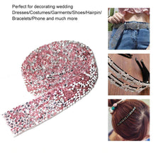 Load image into Gallery viewer, Self Adhesive Crystal Rhinestone Diamond Ribbon Sticker (Silver + Pink)