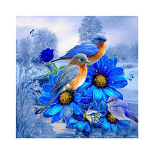 Load image into Gallery viewer, Diamond Painting - Partial Special Shaped - blue flower and bird (30*30CM)
