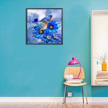 Load image into Gallery viewer, Diamond Painting - Partial Special Shaped - blue flower and bird (30*30CM)