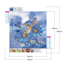 Load image into Gallery viewer, Diamond Painting - Partial Special Shaped - blue flower and bird (30*30CM)