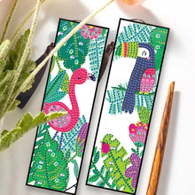 Load image into Gallery viewer, 2pcs DIY Diamond Painting Leather Bookmark Flamingo Tassel Crafts (FQY031)