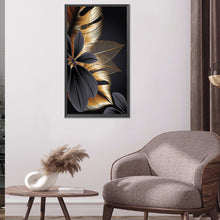 Load image into Gallery viewer, Diamond Painting - Full Round - black gold flowers leaves (40*60CM)