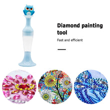 Load image into Gallery viewer, Vase 5D Diamond Painting Point Drill Pen DIY Craft (Blue Owl no Drill)