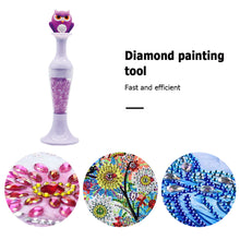 Load image into Gallery viewer, Vase 5D Diamond Painting Point Drill Pen DIY Craft (Purple Owl w/ Drill)