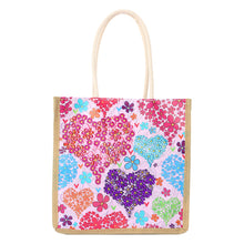Load image into Gallery viewer, Color Heart Diamond Painting Handbag DIY Linen Shopping Tote Bag (AA1033)