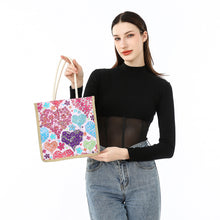 Load image into Gallery viewer, Color Heart Diamond Painting Handbag DIY Linen Shopping Tote Bag (AA1033)