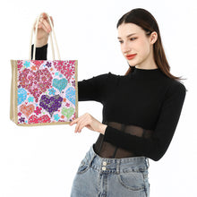 Load image into Gallery viewer, Color Heart Diamond Painting Handbag DIY Linen Shopping Tote Bag (AA1033)