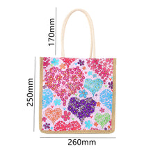 Load image into Gallery viewer, Color Heart Diamond Painting Handbag DIY Linen Shopping Tote Bag (AA1033)